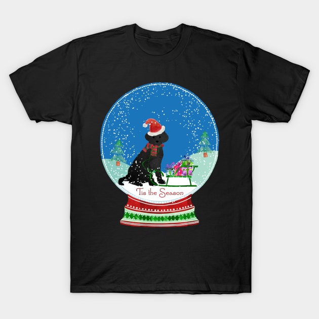 Cute Black Lab Christmas Snow Globe T-Shirt by emrdesigns
